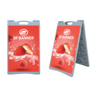 Panneau de signalisation de trottoir en A, moderne, léger, pliable, portable, en plastique, rempli d'eau, double face, avec système de changement rapide