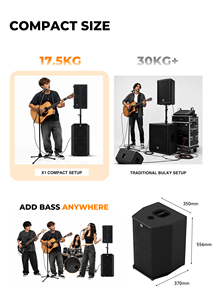 ลำโพงพกพา Musiccube Professional Active PA System X1 320W แบบชาร์จไฟได้ 40Hz สำหรับเล่นดนตรีร้องเพลง แอมพลิฟายเออร์กีตาร์ ซับวูฟเฟอร์ X1 เสียงเบสหนักแน่น - Product Image 3