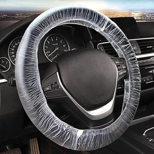 100 Fundas Universales Desechables de Plástico Transparente para Volante, Elásticas y Fáciles de Instalar, para Coche/Camión/Autobús, Uso en Todas las Estaciones - Product Image 1
