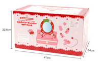 Table de maquillage miniature en bois MDF et pin, design fraise, pour filles de 3 à 7 ans, jeu de maquillage EDULAND