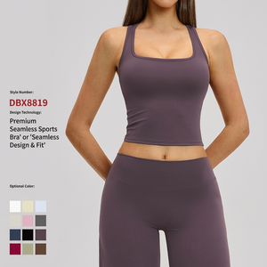 Conjunto de Yoga Sin Costuras, Conjunto de Yoga Acanalado Sin Costuras para Mujer, Leggings Acampanados, Top Deportivo Racerback, Ajuste Delgado, Transpirable, Secado Rápido, para Gimnasio y Fitness - Product Image 1