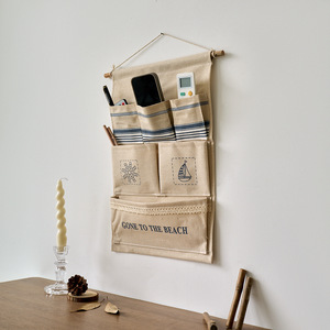 Pochettes murales rectangulaires en coton et lin, sans perçage, organisateur de bureau pour salle de bain, chambre, porte, fenêtre, à suspendre - Product Image 3