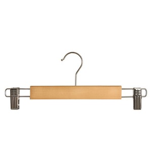 Solid Wood Pant Skirt Hanger With <b>Clips</b> Retro Style Clothing Organizer <b>Hook</b> Type Rectangle Shape Seamless Design - Product Image 5