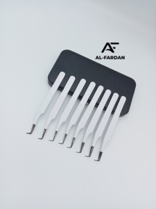 Pince à épiler japonaise en acier inoxydable pour cils, pointe en fibre à 90 degrés, couleur blanche, pointes plasma noires, pince à épiler pour extensions de cils - Product Image 2