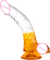 Dildo de TPE de 8 Pulgadas con Potente Ventosa, Impermeable, Ecológico, Colorido, Suave y Realista, Estimulador de Punto G, Juguete Sexual para Mujeres Adultas