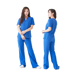 Divisa Medica da <span class=keywords><strong>Donna</strong></span>: Completo Scrub Elasticizzato in Spandex con Top e Pantaloni <span class=keywords><strong>Cargo</strong></span>, Personalizzabile con Logo - Product Image 1
