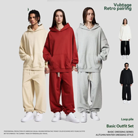 Nouvelle Collection Automne/Hiver – Ensemble Couple Décontracté Oversize à Capuche Manches Longues Style Urbain Instagram – 400g