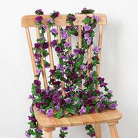 Guirlandes de fleurs artificielles, fausses roses violettes, fleurs en soie, fausses fleurs en plastique, guirlande florale suspendue pour l'extérieur, décoration d'automne