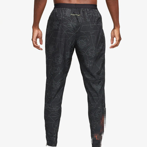 Pantalon de jogging pour homme, coupe droite, style hip-hop, en toile respirante, motif automnal, logo à la taille, taille mi-haute, fermeture éclair, devant plat, pantalon de sport - Product Image 3
