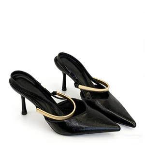 Mules à talons hauts à bout pointu pour femme avec bride métallique et talon fin – Chaussures de soirée élégantes pour dames - Product Image 6