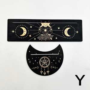 Novedad de Fábrica: Soporte de Madera Negra para Cartas de Tarot, Decoración del Hogar, Tallado en Madera de Tilo, Diseño de Luna, Sol y Estrellas - Product Image 4