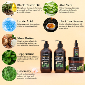Shampoo all'Olio di Ricino Nero Giamaicano Biologico con Etichetta Privata, Balsamo Senza Risciacquo per Saloni di Bellezza, Cura dei Capelli Ricci - Product Image 3