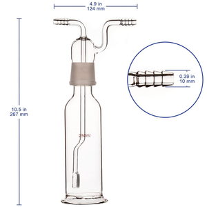 Equipo de Laboratorio de <span class=keywords><strong>Química</strong></span>, Botella de Lavado de Gases de Tubo Recto, Botella de Lavado de Vidrio Mengs, Botella de Lavado de Gases Porosa y Reforzada - Product Image 2