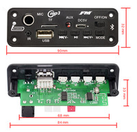 10W 6W Bleu. Amplificateur de son MP3 avec carte décodeur, microphone, lecteur MP3 pour voiture, enregistrement USB, radio FM, AUX pour haut-parleur, kit audio mains libres DIY