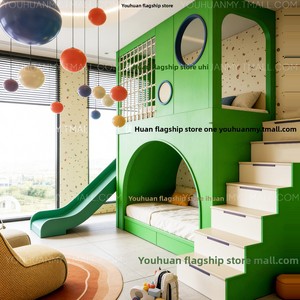 <span class=keywords><strong>Letto</strong></span> a castello con scivolo, scala e spazio contenitore <span class=keywords><strong>per</strong></span> la <span class=keywords><strong>cameretta</strong></span> dei bambini, <span class=keywords><strong>per</strong></span> fratelli gemelli, <span class=keywords><strong>letto</strong></span> moderno a tema casa sull'albero verde <span class=keywords><strong>per</strong></span> bambini - Product Image 4