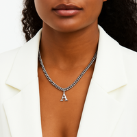 Collier minimaliste en acier inoxydable à A-Z initiale avec chaîne cubaine 20 pouces accessoire de mode pour hommes bijoux lettre pendentif breloque
