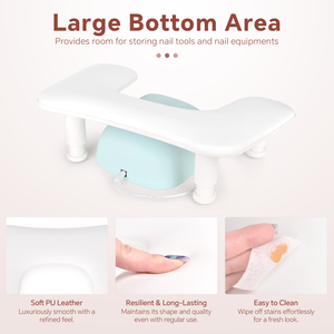 Repose-bras en cuir PU réglable en hauteur en forme de U, coussin de main polyvalent pour manucure, support pour table de salon de manucure - Product Image 3