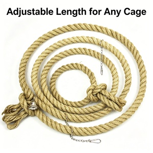 Balancelle pour oiseaux en corde de chanvre tressée à la main multi-cercles, jouet suspendu antidérapant pour perroquet avec clochette métallique pour l'enrichissement de la cage - Product Image 5