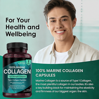 Collagène marin de type I avec acide hyaluronique, vitamine C, biotine, soutien pour la peau, les cheveux, les ongles et les articulations, étiquette privée ODM, 60 capsules