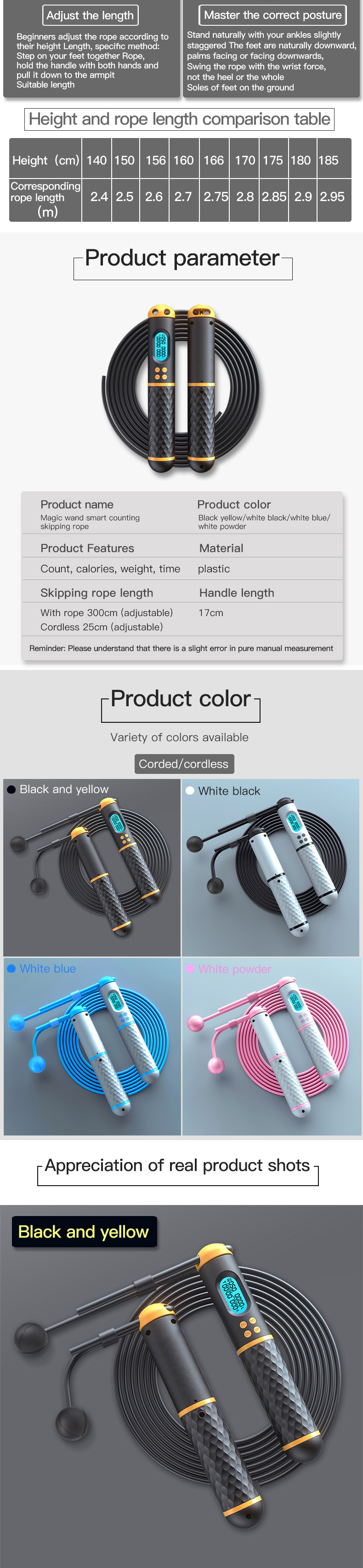 Digital Smart And Intelligent electronic counting exercise Fitness skip Jump Rope Skipping
