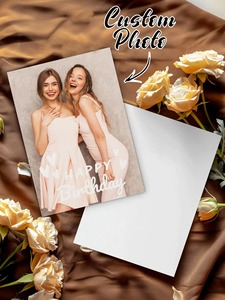 Biglietti d'auguri pieghevoli con <span class=keywords><strong>foto</strong></span> personalizzata, biglietti di compleanno con testo e <span class=keywords><strong>foto</strong></span>, regalo unico per la festa della mamma, la festa del papà, lauree, matrimoni - Product Image 1