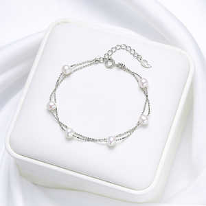 Bracelet en perles d'eau douce de haute qualité, fait main, de luxe, pour femme, couleur naturelle, gypsophile, vente en gros - Product Image 1