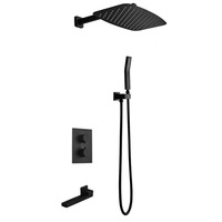 Ensemble de douche thermostatique intelligent encastré en cuivre brossé doré avec design minimaliste moderne