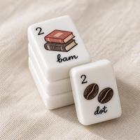 Tuiles de Mahjong Blanches Minimalistes Directes d'Usine, Ensemble de Tuiles de Mahjong en Acrylique Confortable pour Soirées Familiales et Fêtes