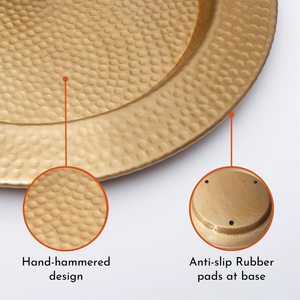 Plateau rond en aluminium doré pour servir à la maison des collations, des boissons, des desserts et de la décoration avec un design léger et durable pour un usage quotidien - Product Image 5