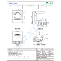 Conector RJ45 blindado Cat5e de un solo puerto 1000 Base-T Cat5e Conector modular de montaje en PCB con LED Verdes/amarillos para dispositivo informático remoto