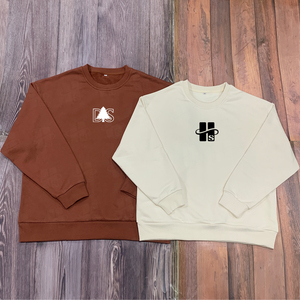 Sweat-shirt personnalisé en coton brossé French Terry marron à col rond pour femme, coupe ample et oversize, avec lettres en relief – Vente en gros - Product Image 4