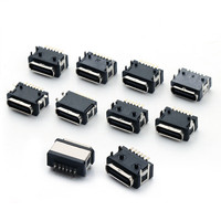 Connecteur femelle SMT SZGOZIE personnalisé étanche Type-C 6 broches horizontal/vertical avec gaine en cuivre LCP et languettes de montage pour charge