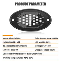 Luz LED de Chasis Multicolor de 12V Impermeable con 24 LEDs 2835 para Maletero de Coche, Todoterreno, SUV, ATV, UTV, Luz de Ambiente