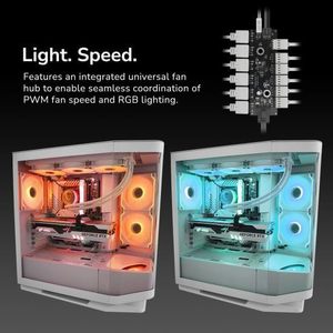 Boîtier métallique <span class=keywords><strong>COUGAR</strong></span> FV270 RGB MidTower E-ATX, support GPU 420 mm, ventilateurs PWM ARGB intégrés, hub de lumière prismatique, filtre de protection, sans outil - Product Image 5