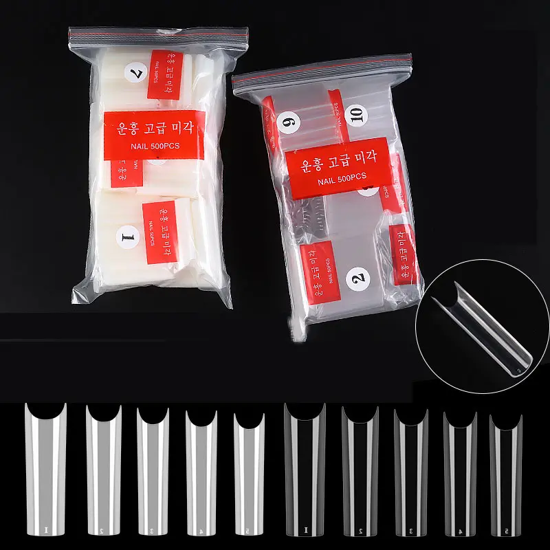 500pcs XXL Long C Curved Artificial Square Acrylic French False Tip Nail Art Extra Long Nails Tips