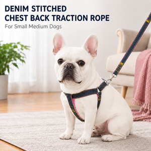 Arnés y Correa Ajustables para Perro, Duraderos, de Nailon y Mezclilla, con <span class=keywords><strong>Collar</strong></span> Acolchado Antitirones, para Perros Pequeños, Medianos y Grandes, para Pasear y Entrenar - Product Image 1