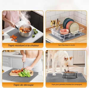 Tapis de séchage pliable en silicone personnalisé pour évier de cuisine, support à vaisselle avec utilisation sur table - Product Image 4