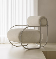 Fauteuil individuel de style italien, design moderne, acier inoxydable, pour négociations d'affaires, salle à manger, loisirs, salon, appartement, chaise longue