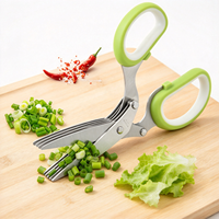 Ciseaux de cuisine 3-en-1 en acier inoxydable pour hacher les légumes et les herbes, avec 5 lames