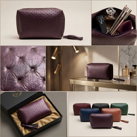 Pochette de maquillage portable à fermeture éclair avec logo personnalisé, faible MOQ, texture diamantée en relief, idéale pour demoiselles d'honneur et cadeaux de mariage
