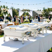 Kommerzieller 9L Weißer Rechteckiger Hydraulischer Chafing Dish für Minimalistische Hochzeiten, Hotelbuffets & Suppenwärmebehälter