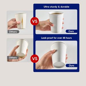Gobelets à café, jus, lait et thé en carton à paroi simple de 12 oz avec couvercles - Product Image 6