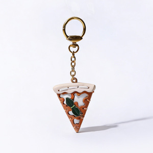 Porte-clés Pizza, Cuir tanné végétal, Breloque de sac pour femme, Cadeau décoratif - Product Image 4