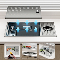 MOSHE Robinet de cuisine pliable multifonctionnel moderne en acier inoxydable SUS304 pour évier simple et bac de lavage de machine à laver
