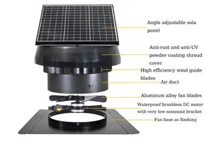 Công nghiệp khai thác nhiệt mái thông gió 35 Wát năng lượng mặt trời Powered tốc độ cao điều hòa không khí gác mái lớn Vent DC mái Quạt thông gió