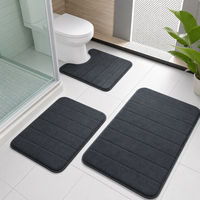 Ensemble de tapis de bain en mousse à mémoire de forme, 3 pièces, en polaire corail, antidérapant, séchage rapide, absorbant, pour douche, toilettes, baignoire, décoration intérieure
