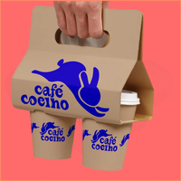 Support de tasses à café jetable en papier à double paroi, écologique, personnalisé, pour 1/2/4 tasses, prêt à l'emploi, avec poignée