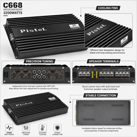 Amplificateur de voiture 4 canaux classe AB 70W x 4 RMS 3200W max 12V stéréo pour système audio de voiture, haut-parleur, caisson de basses C668