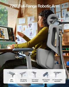Chaise de bureau de direction <span class=keywords><strong>Hbada</strong></span> X7 à prix avantageux, dossier haut, accoudoirs réglables, pivotante, grise, ergonomique et intelligente - Product Image 2