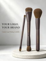 Für BEILI Custom Double-Ended Multifunktion ale Beauty Makeup Pinsel Set Hochwertige Kaffee Vegan Holzgriff Kit Box